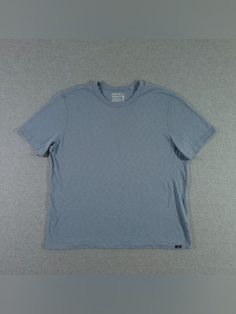 Faherty Sunwashed Regenerative Organic Cotton Tee Shirt Mens L Blue Crew Neck